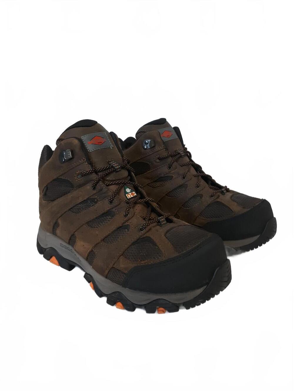 Merrell Work Mens Moab Vertex J005467 Carbon Toe Boot Brown Wide 11 W